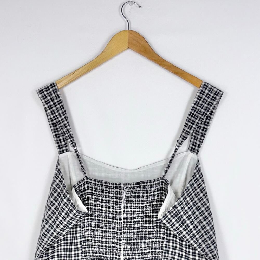 Abercrombie & Fitch Women's Plaid Woven Mini Dress XL Black White Wide Strap - Picture 7 of 15